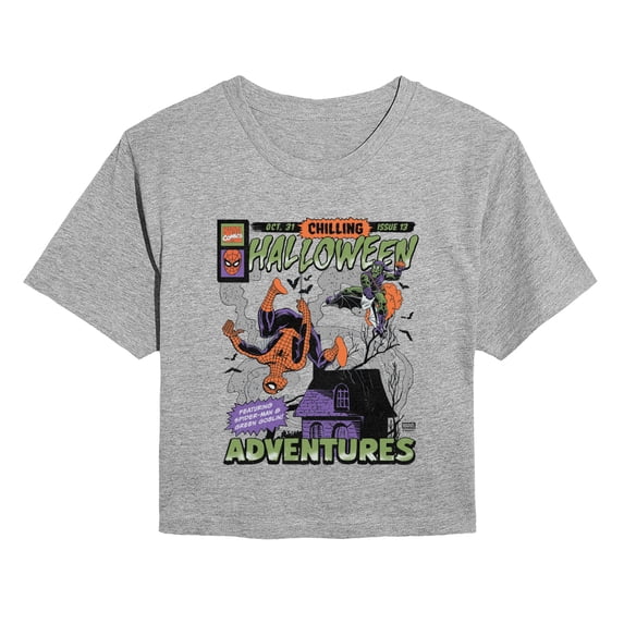 Spider-Man - Halloween Adventures Cover - Juniors Cropped Graphic T-Shirt