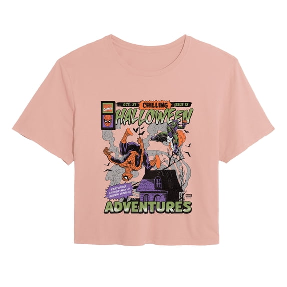 Spider-Man - Halloween Adventures Cover - Juniors Cropped Graphic T-Shirt