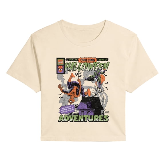 Spider-Man - Halloween Adventures Cover - Juniors Cropped Graphic T-Shirt
