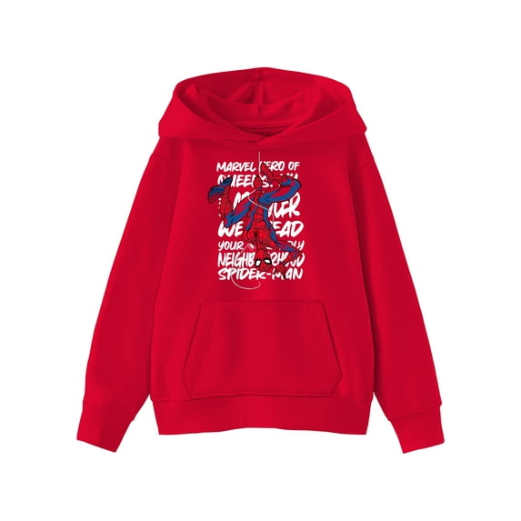 Spider-Man Kids Graphic Fleece Hoodie with Long Sleeves, Sizes 6-18