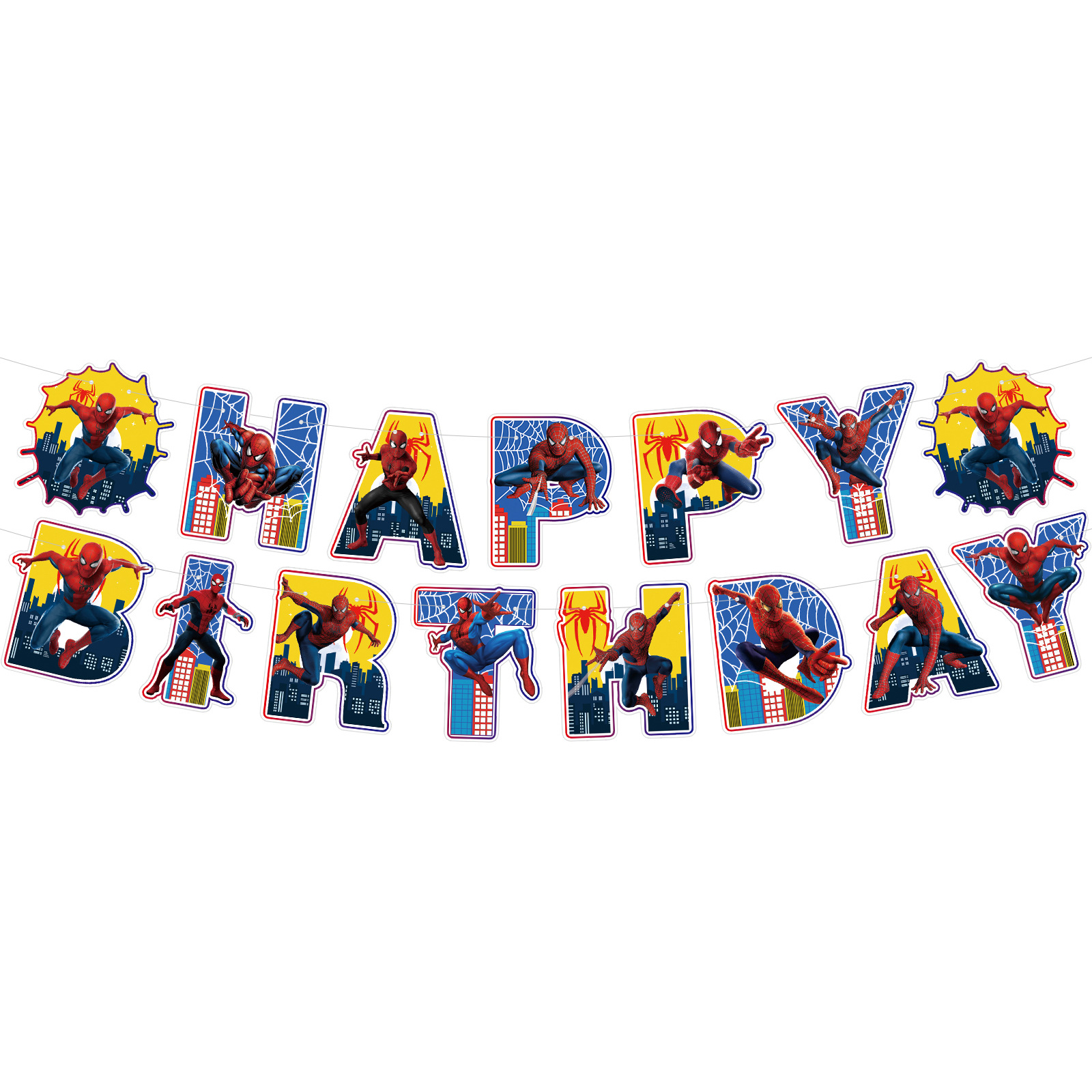 SpiderMan Happy Birthday Banner Birthday Party Decorations Party