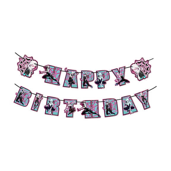 Spider-Man Happy Birthday Banner Party Decoration Bunting for Women Men Girl Boy Celebration Party Backdrops