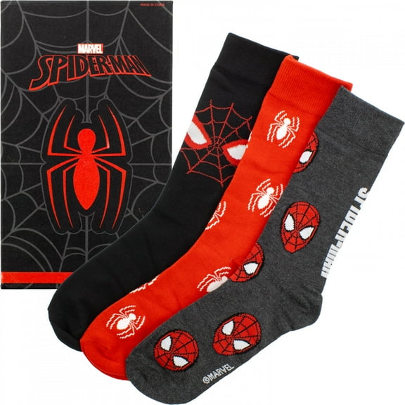 Spider-Man Icons 3-Pair Crew Socks in Glow in The Dark Box