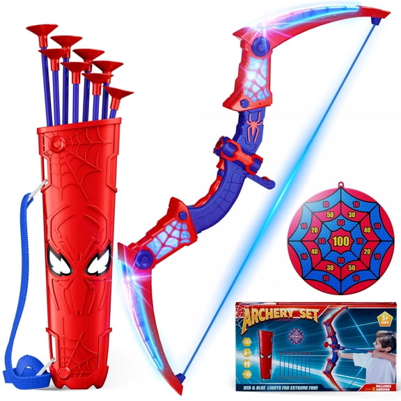 Waopuil Kids Bow and Arrow Set with LED Lights, Archery Toy with Suction Cup Arrows & Target, Outdoor Indoor Toy Gift for Boys Girls Ages 3-12