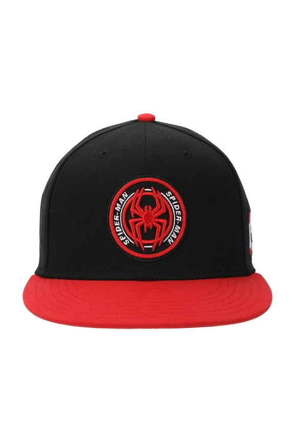 Spider-Man Into The Spider-Verse Miles Morales Logo Adult Black Snapback Cap