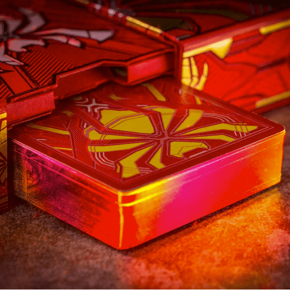 Spider-Man: Iron Spider Armor (Crimson Red Holo Gilded) Playing Cards Card Mafia