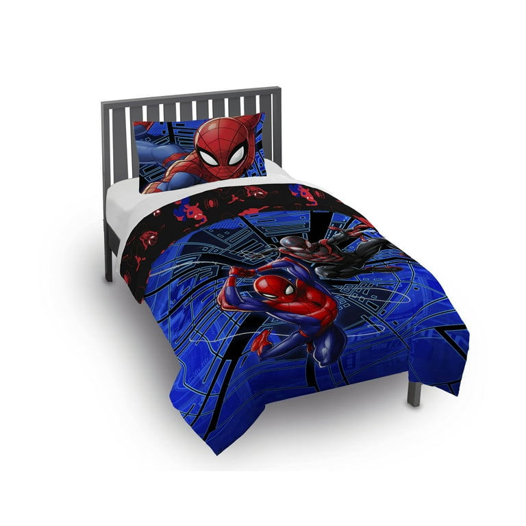 Spider man シーツ Spiderman Techno City Kids 2 Piece Blue Reversible Comforter and
