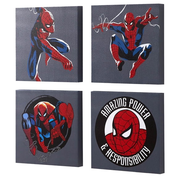 Spider-Man Wall Décor for Kids Room, 4-Pack