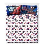 Spider-Man Kids 4-Piece Full Sheet Set, Microfiber, White, Marvel