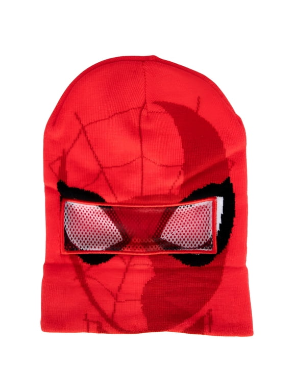 Spider-Man Knitted Beanie Hat with Spider-Man Mask Design
