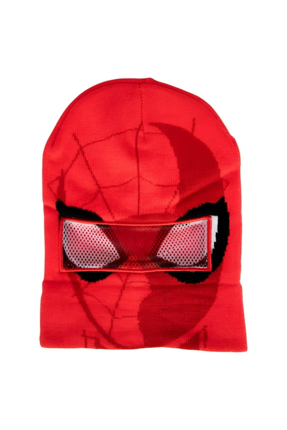 Spider-Man Knitted Beanie Hat with Spider-Man Mask Design