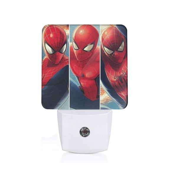 Spider-Man LED Night Light Plug into Wall with Dusk to Dawn Light Sensor White Energy Efficient Nightlight for Bedroom Hallway Living Room Kitchen,1 PCS