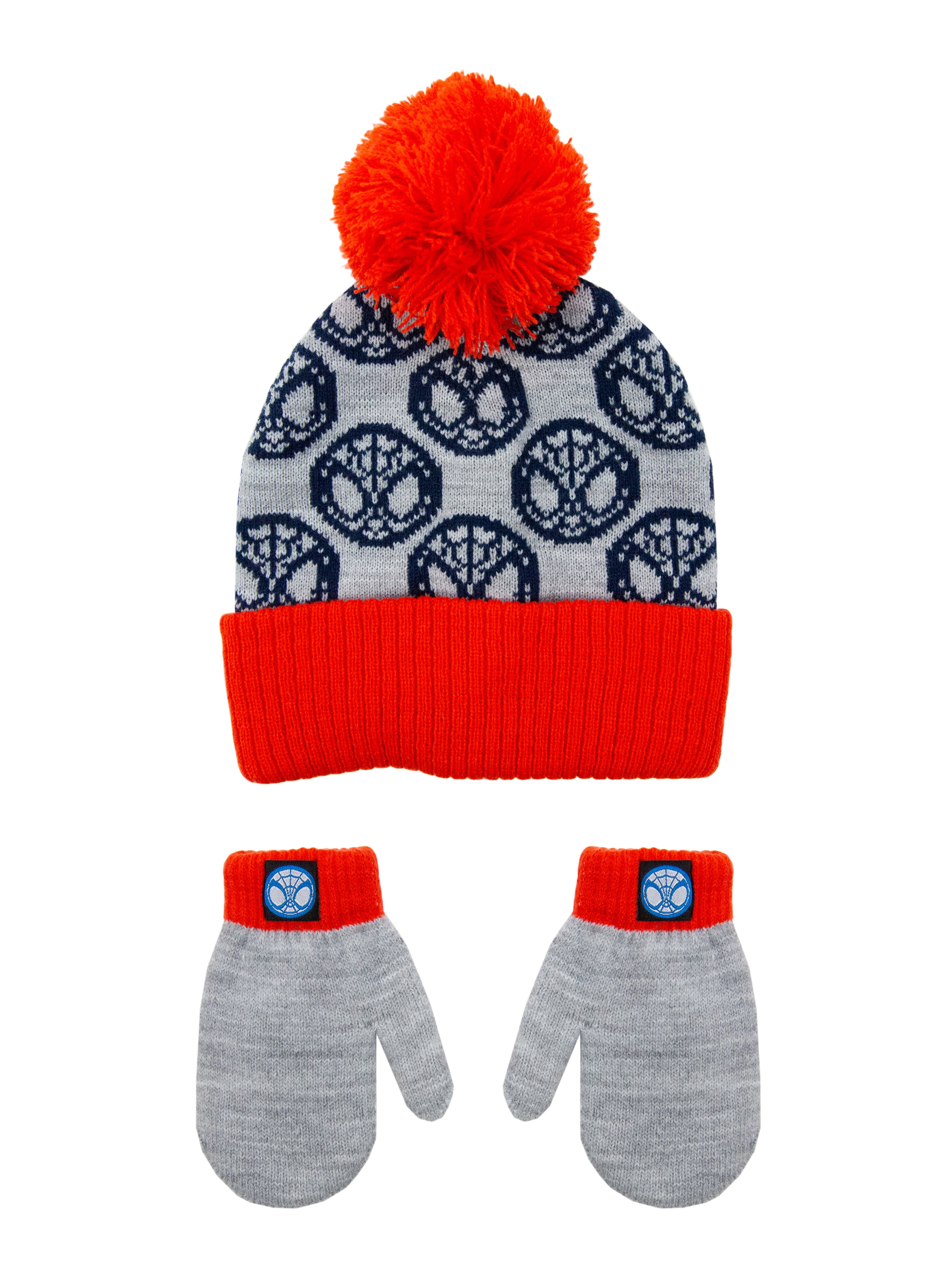 Spider-Man Licensed Toddler Boys Knit Beanie Hat and Gloves Set, 2-Piece, One Size