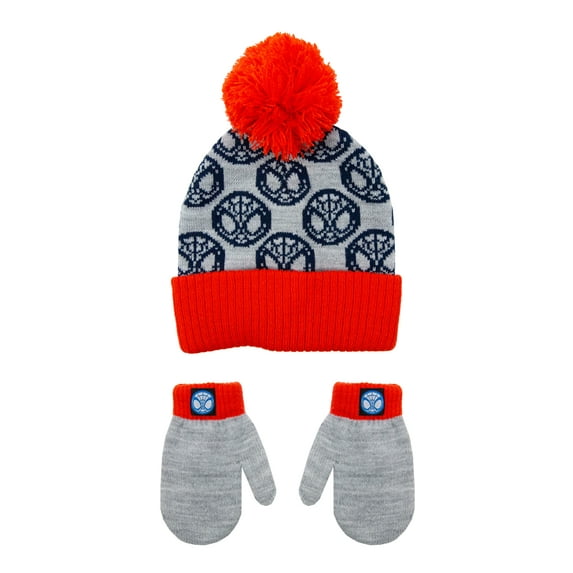 Spider-Man Licensed Toddler Boys Knit Beanie Hat and Gloves Set, 2-Piece, One Size