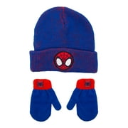 Spider-Man Licensed Toddler Boys Knit Beanie Hat and Gloves Set, 2-Piece, One Size
