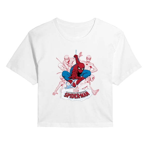 Spider-Man - Line Cluster - Juniors Cropped Graphic T-Shirt