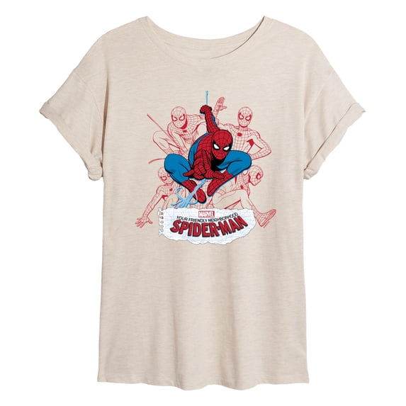 Spider-Man - Line Cluster - Juniors Oversized Graphic T-Shirt