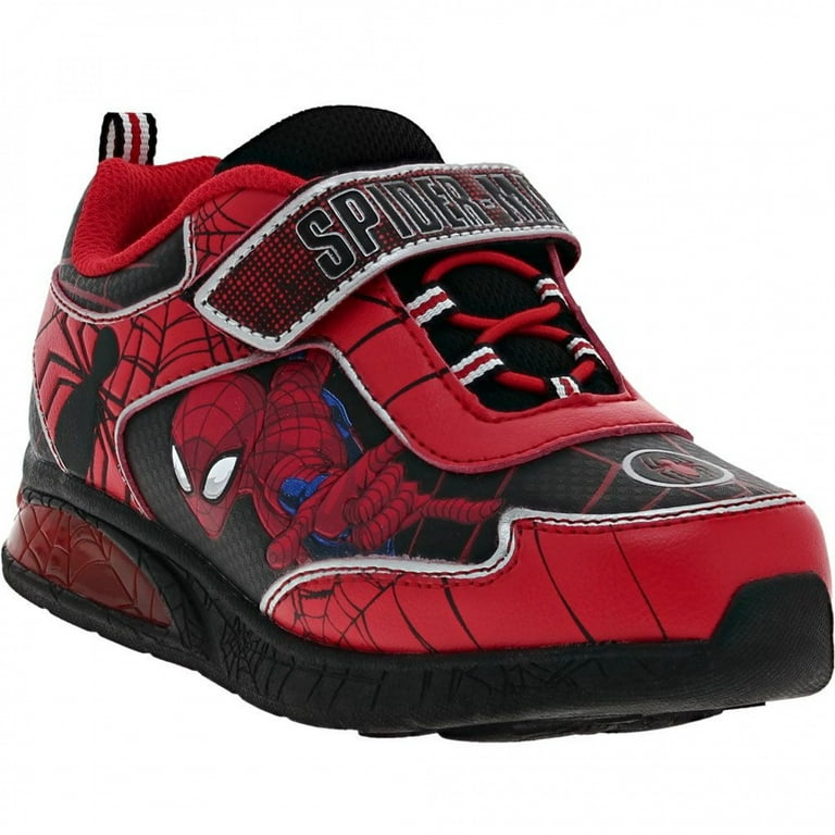 Spider Man Logos Boy s Light Up Sneakers Size 8 Walmart