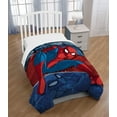 thumbnail image 1 of Spider-Man Marvel Burst Microfiber Polyester Twin Reversible Comforter Blue, 1 of 8