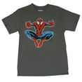 thumbnail image 1 of Spider-Man (Marvel Comics) Mens T-Shirt - Comic Style Crouch Jumping Image (grey, Large), 1 of 1