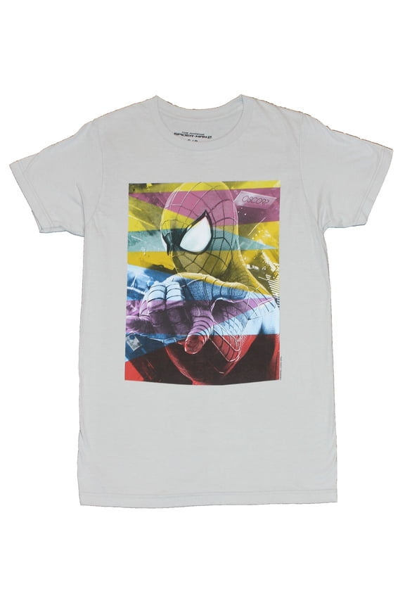 Spider-Man (Marvel Comics) Mens T-Shirt - Pastel Swathes Across Shooting Image (Small)