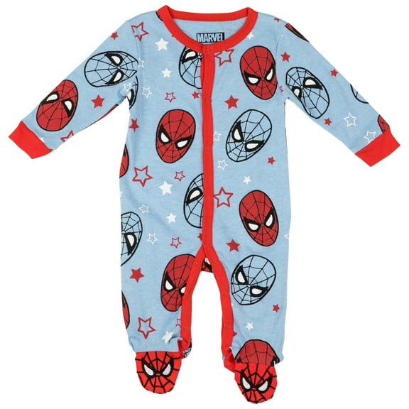 Spider-Man Mask All Over Print Sleep and Play Footed Pajamas-6-9 Months