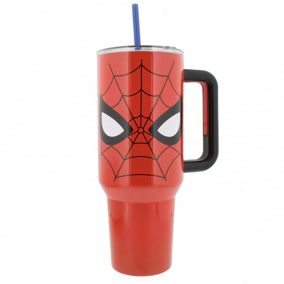 Spider-Man Mask and Logo Stainless Steel 40 oz Tumbler w/ Lid and Straw