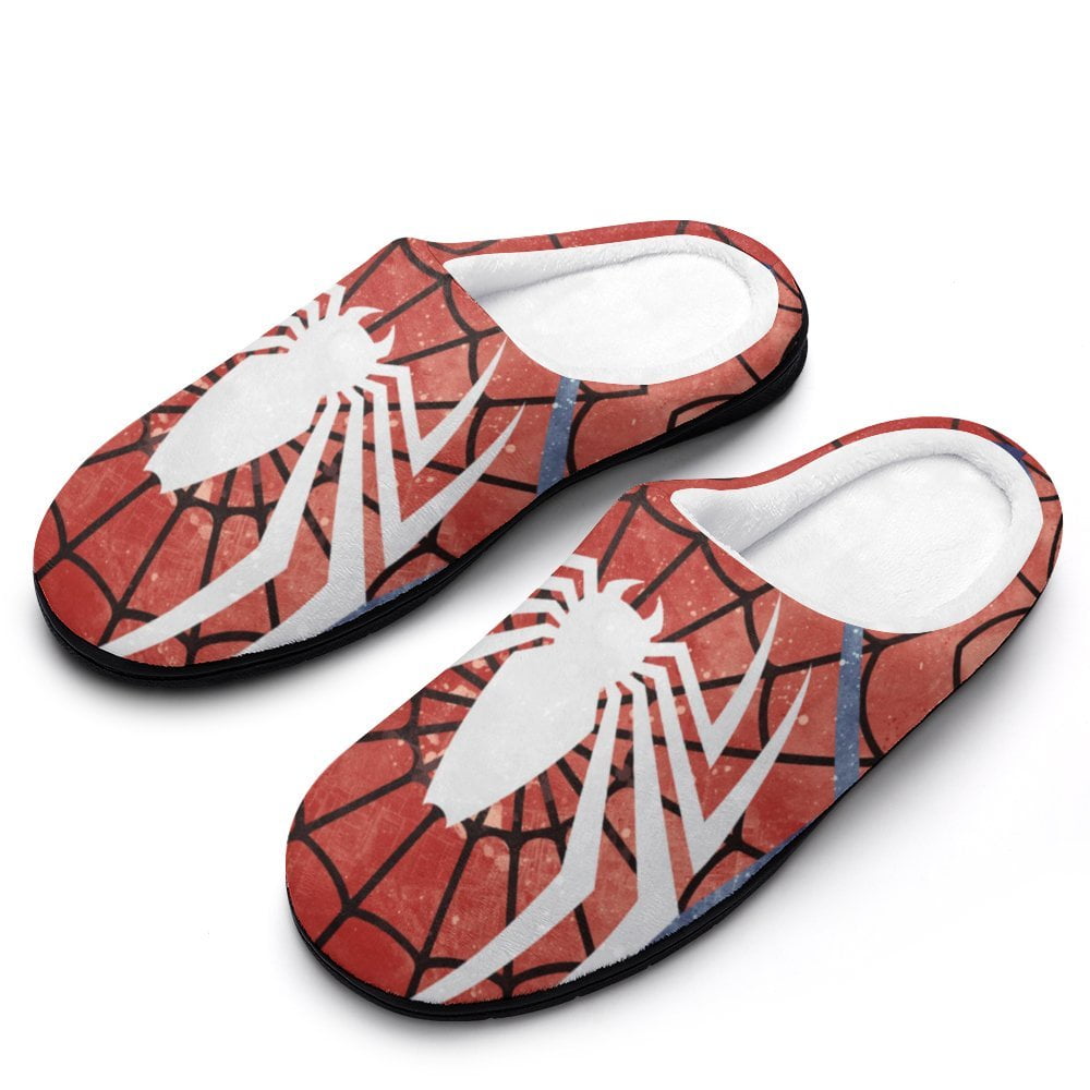 Spider-Man Men Slippers Non-Slip Fuzzy House Slippers Warm Soft Plush ...