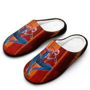 KTIYWRO Spider-Man Men Slippers Non-Slip Fuzzy House Slippers Warm Soft Plush Winter House Shoes Indoor Outdoor Slip-On Shoes