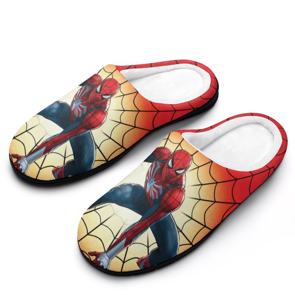 Spider-Man Men Slippers Non-Slip Fuzzy House Slippers Warm Soft Plush ...
