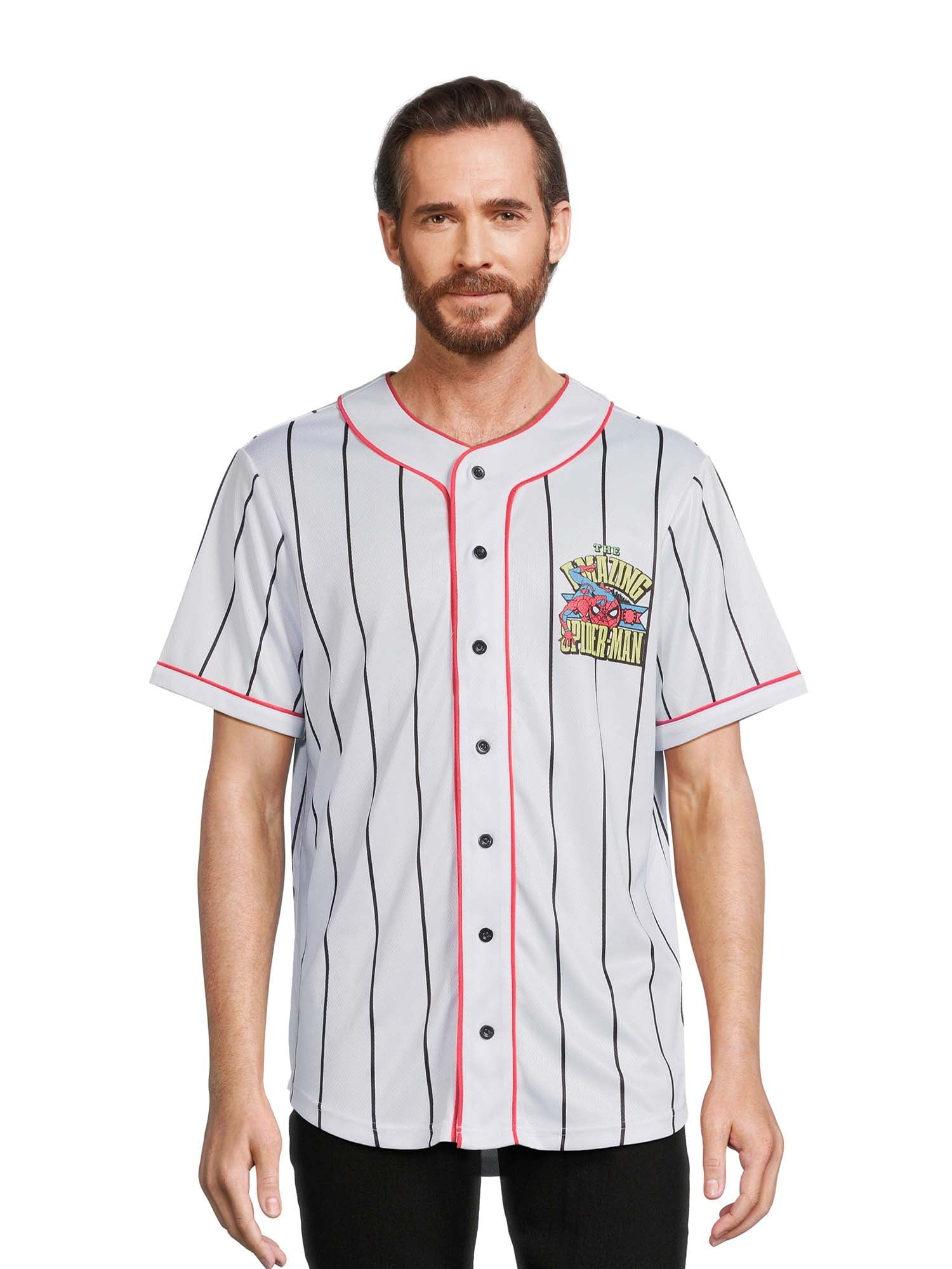 Spider-Man Men's Baseball Jersey Top and Mask