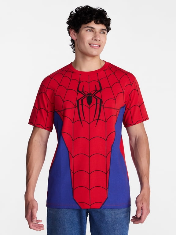 Spider-Man Men's and Big Men's Graphic Cosplay Tee and Beanie Set, 2-Piece, Sizes XS-3XL