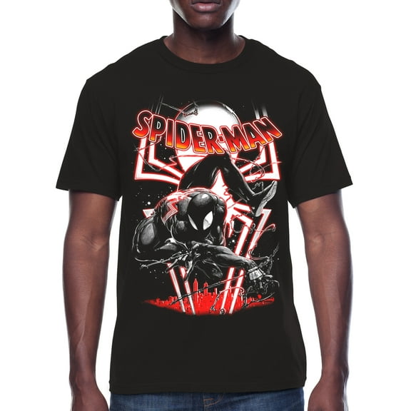 Spider-Man, Men's & Big Men's Graphic Crew Neck T-Shirt, Black Suit Swing Alt, Sizes S-3XL