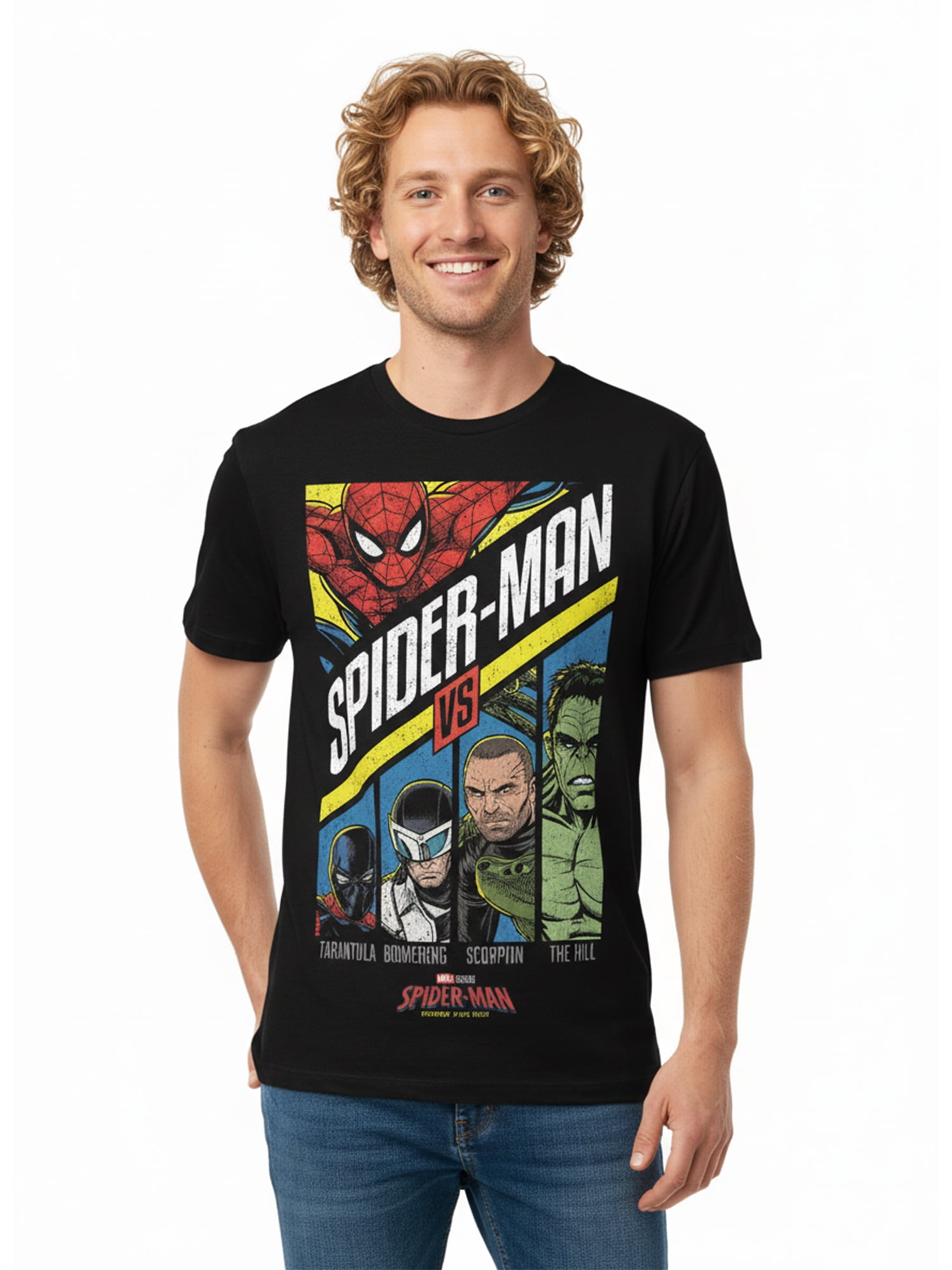 Spider-Man Men's and Big Men's Fight Poster Graphic Tee, Sizes S-3XL