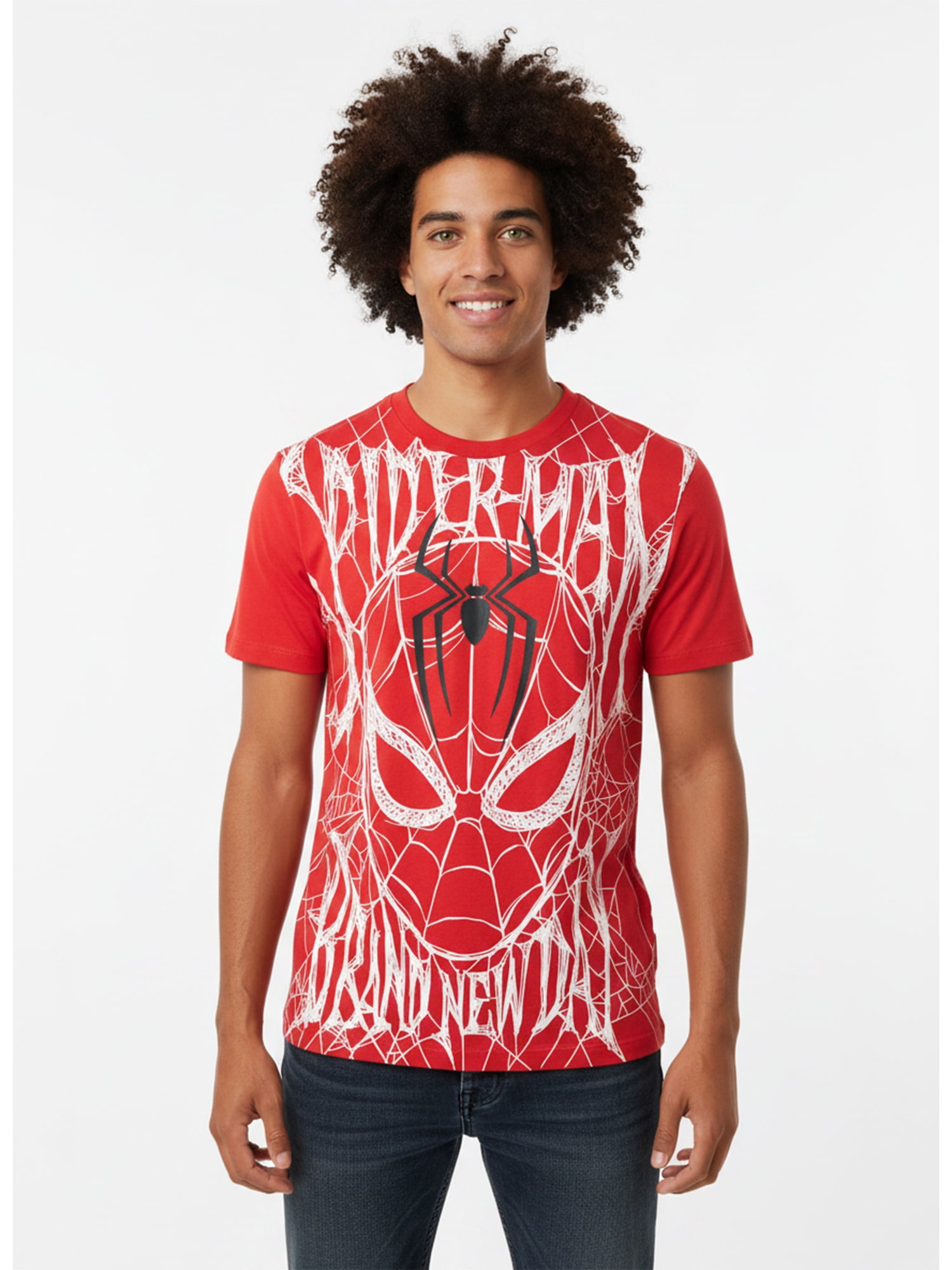 Spider-Man Men's and Big Men's Webbed Spider Graphic Tee, Sizes S-3XL