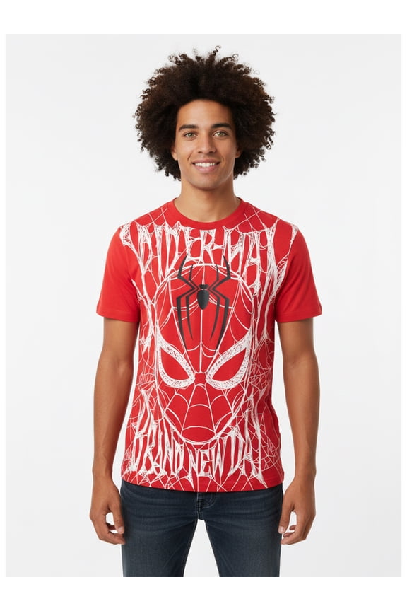 Spider-Man Men's and Big Men's Webbed Spider Graphic Tee, Sizes S-3XL