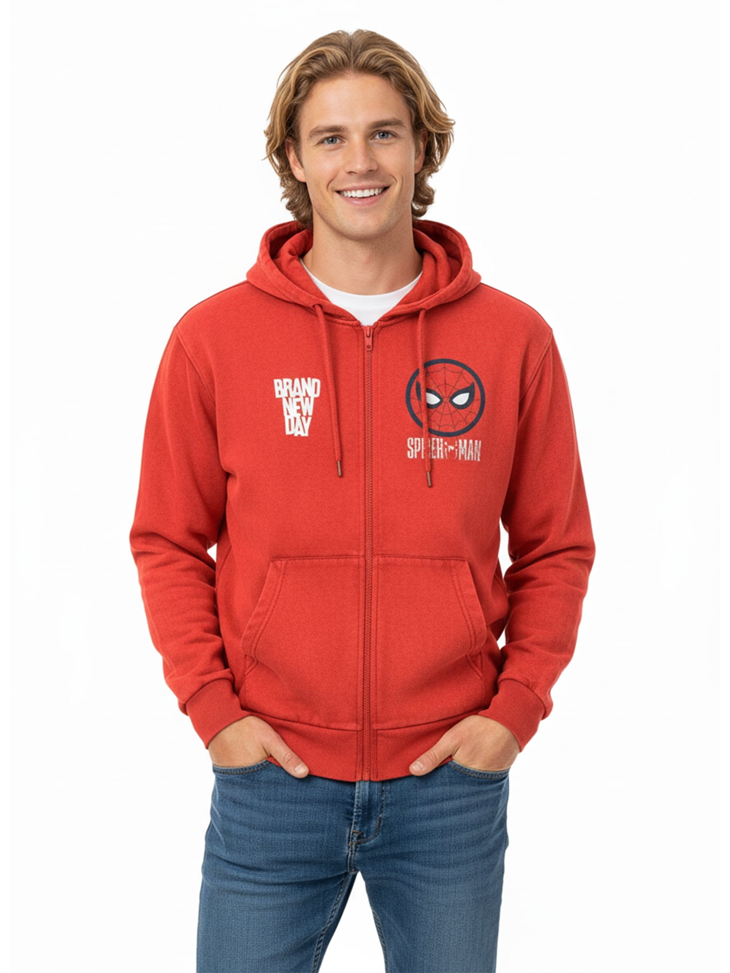 Spider-Man Men's and Big Men's Zip Up Graphic Hoodie, Sizes S-3XL