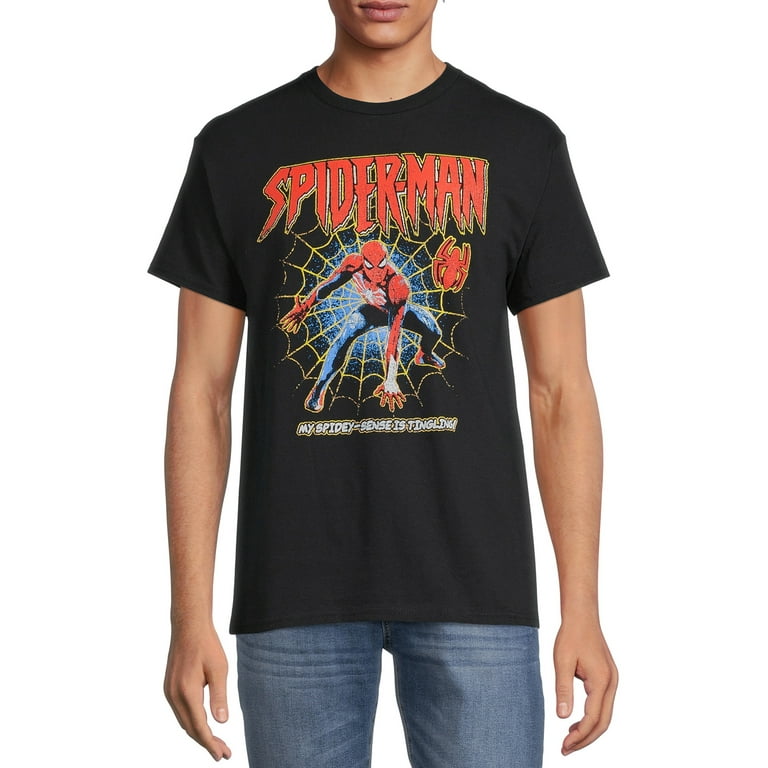 Spider-Man Men's Web Walk Graphic Tee with Short Sleeves, Size S