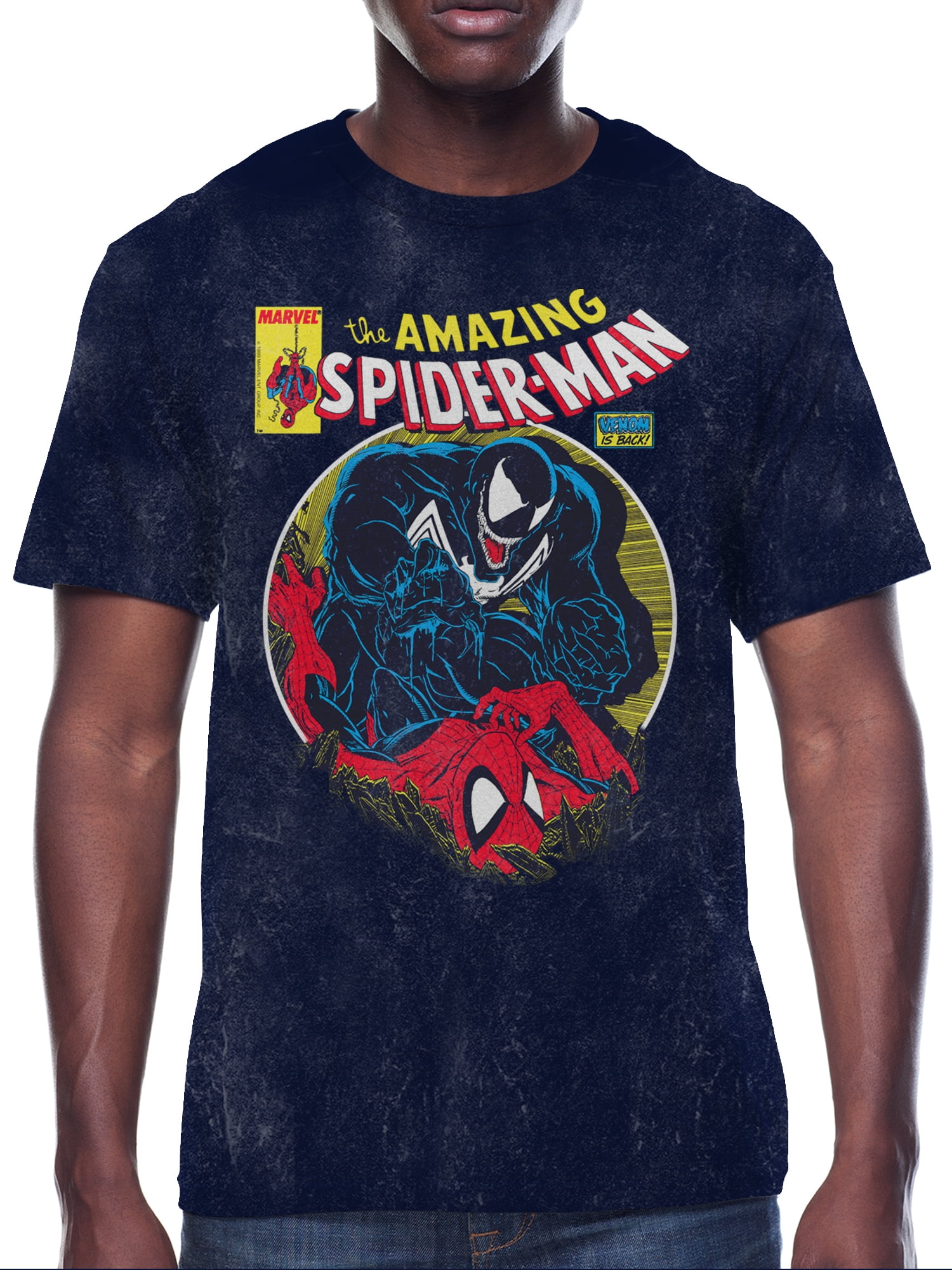 Spider-Man, Men's & Big Men's Graphic Crew Neck T-Shirt, Black Suit Swing Alt, Sizes S-3XL Spider-Man, Men's & Big Men's Graphic Crew Neck T-Shirt, Black Suit Swing Alt, Sizes S-3XL