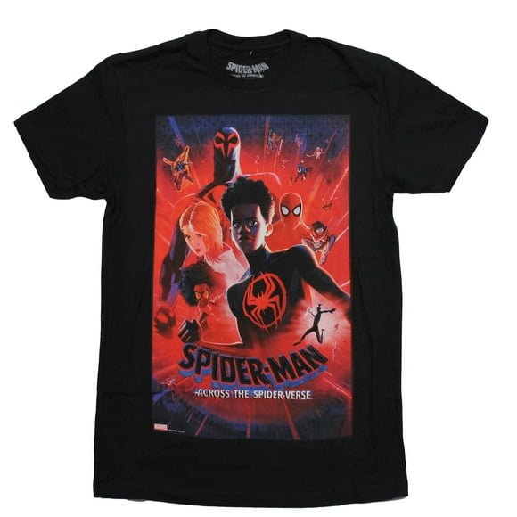 Spider-Man Mens T-Shirt - Across the Spider-Verse Miles Morales Center Cast (3X-Large)