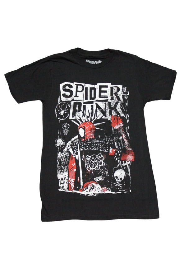 Spider-Man Mens T-Shirt - Spider Punk Black White And Red