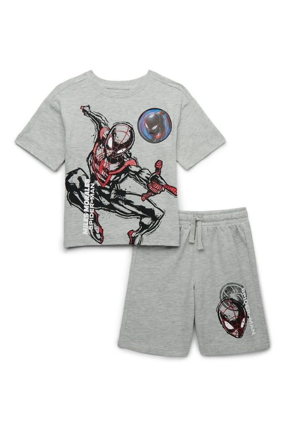 Spider-Man Miles Morales Boys Tee and Shorts Casual Set, 2-Piece, Sizes 4-10