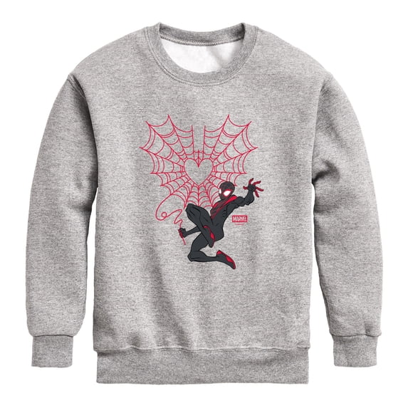 Spider-Man - Miles Morales Web Heart Graphic Long Sleeve Fleece Sweatshirt