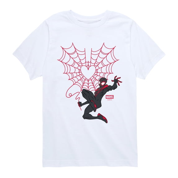 Spider-Man - Miles Morales Web Heart - Youth Boys Short Sleeve Graphic T-Shirt