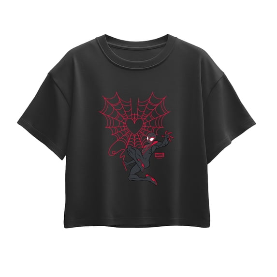 Spider-Man - Miles Morales Web Heart Short Sleeve Boxy Graphic T-Shirt