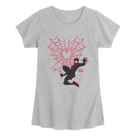 Spider-Man - Miles Morales Web Heart Fitted Short Sleeve Graphic T-Shirt