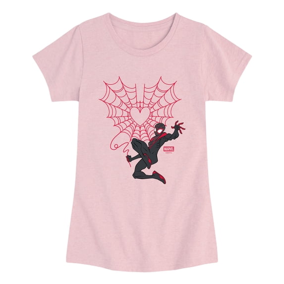 Spider-Man - Miles Morales Web Heart - Youth Girls Fitted Short Sleeve T-Shirt