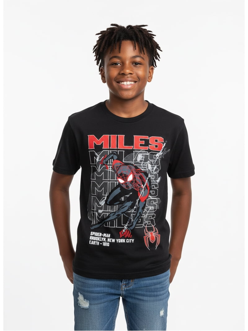 Spider-Man, Boys' & Big Boys', Miles Repeated, Short Sleeve