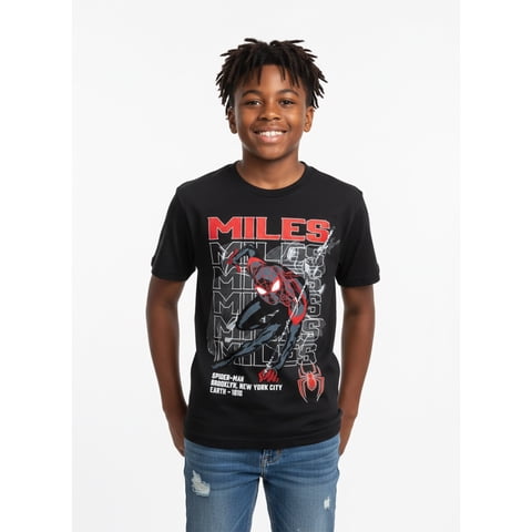 Spider-Man, Boys' & Big Boys', Miles Repeated, Short Sleeve, Graphic T-Shirt, Sizes 4-18