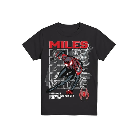 Spider-Man, Boys' & Big Boys', Miles Repeated, Short Sleeve, Graphic T-Shirt, Sizes 4-18